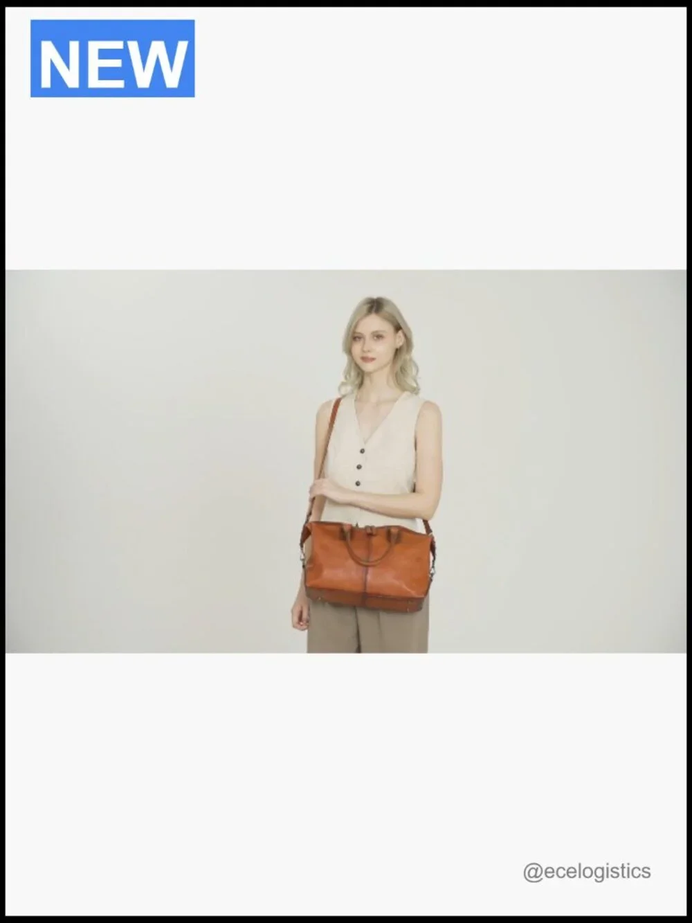 Vintage Full Grain Leather Laptop Tote Bag Satchel Crossbody